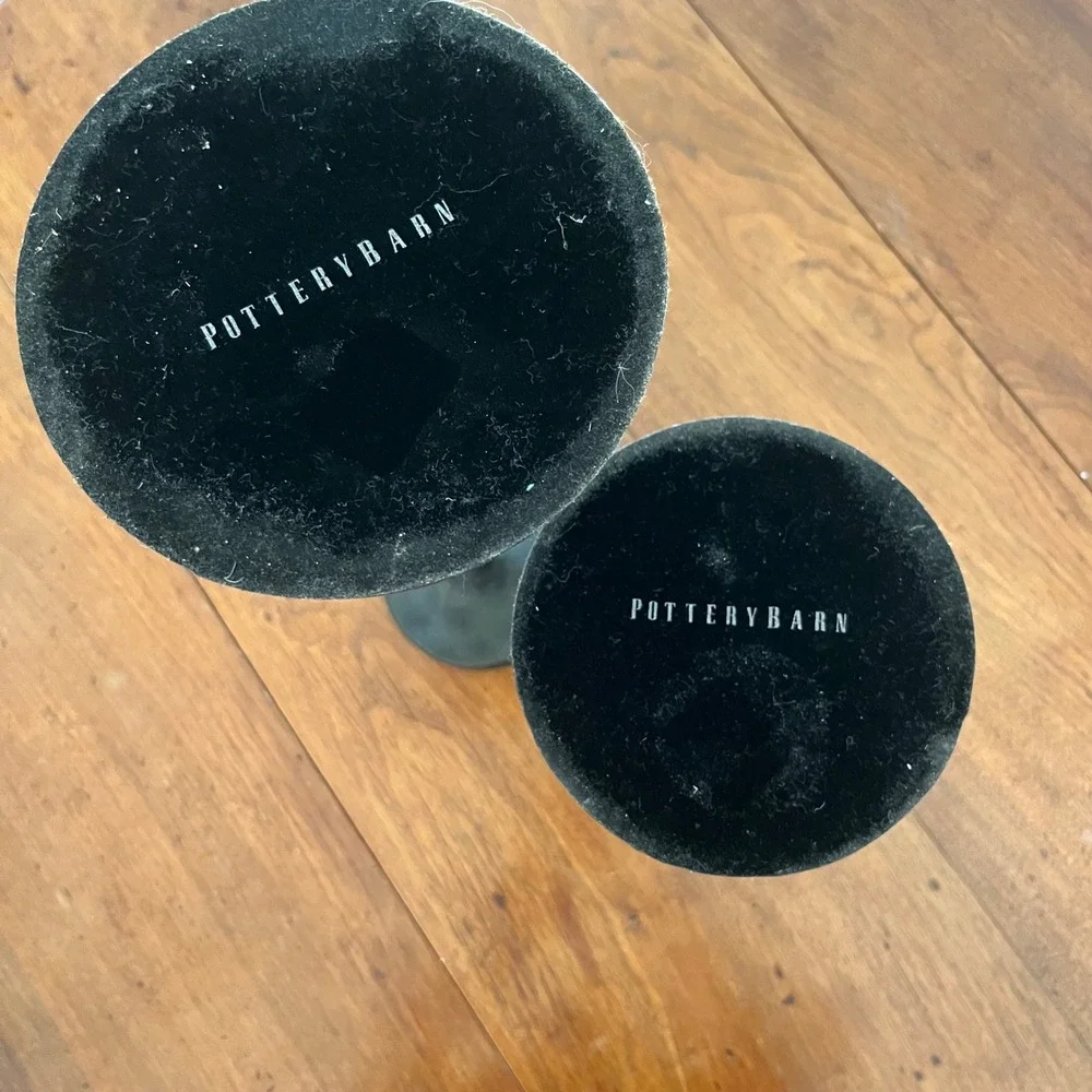Pottery Barn Brutalist Hammered Cast Iron Candle Pillars